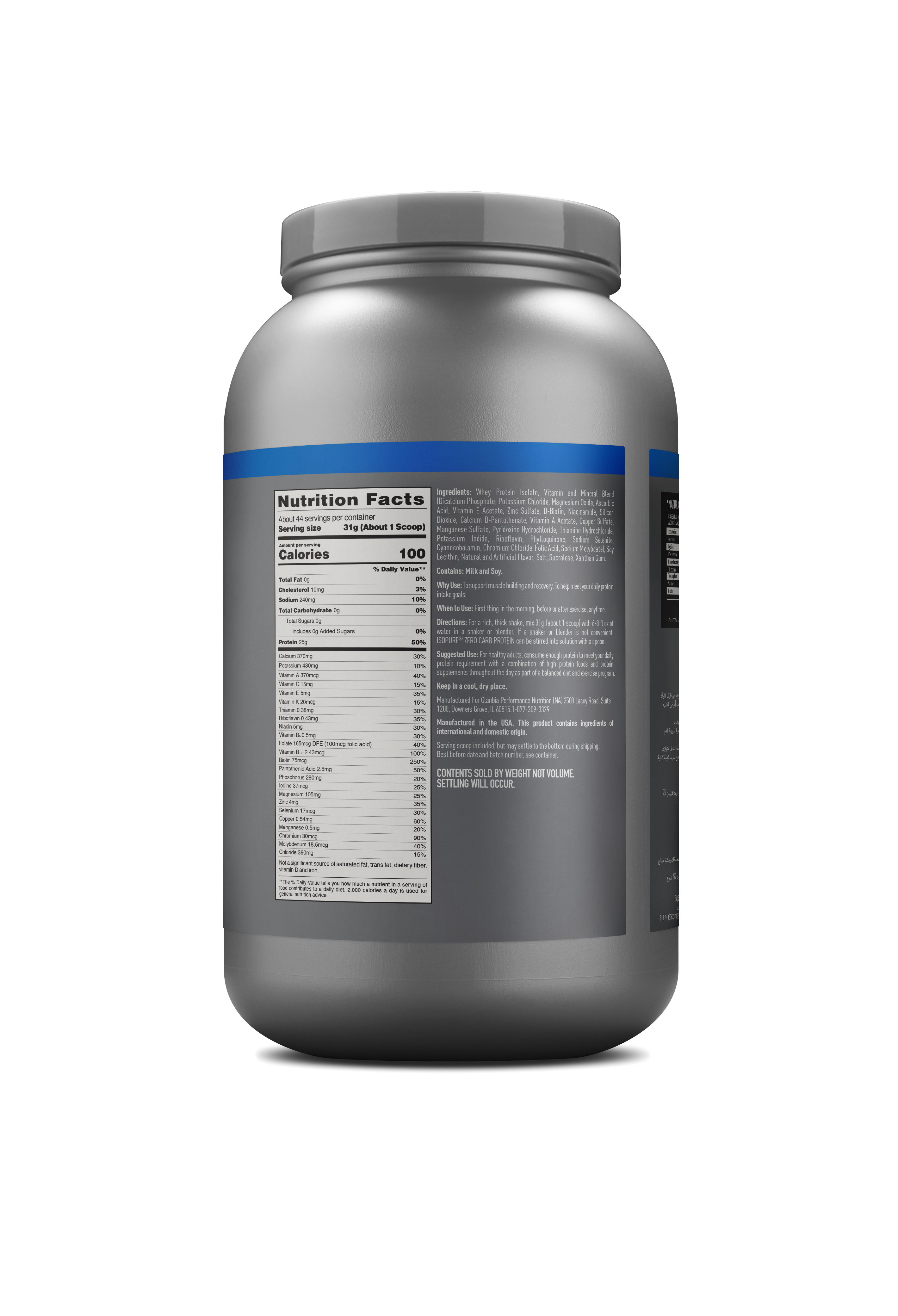 Isopure Zero Carb Protein Powder Creamy Vanilla - 3 Lbs (44 Servings)
