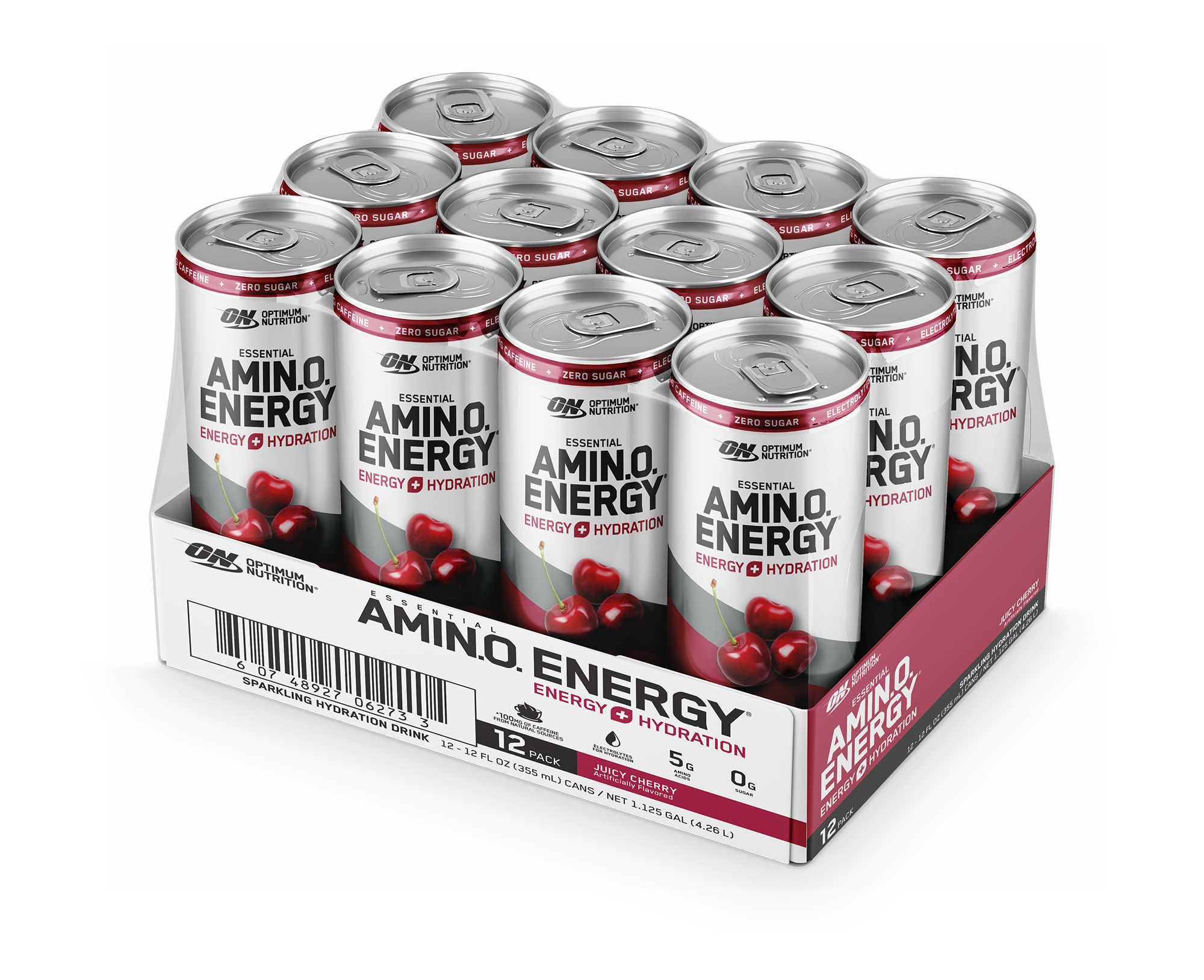 ESSENTIAL AMIN.O. ENERGY+ Electrolytes Sparkling - Juicy Cherry (12 Cans)