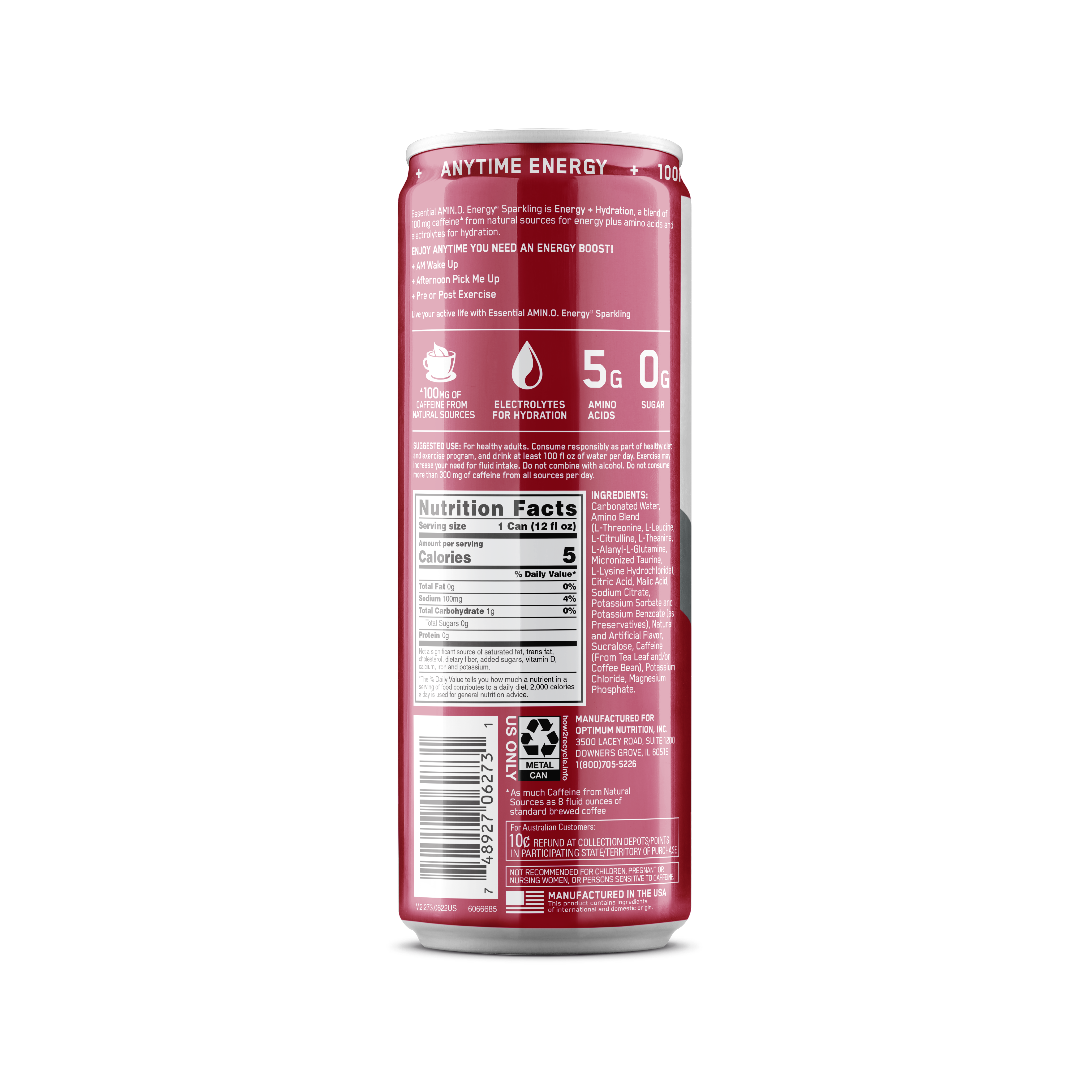 ESSENTIAL AMIN.O. ENERGY+ Electrolytes Sparkling - Juicy Cherry (12 Cans)