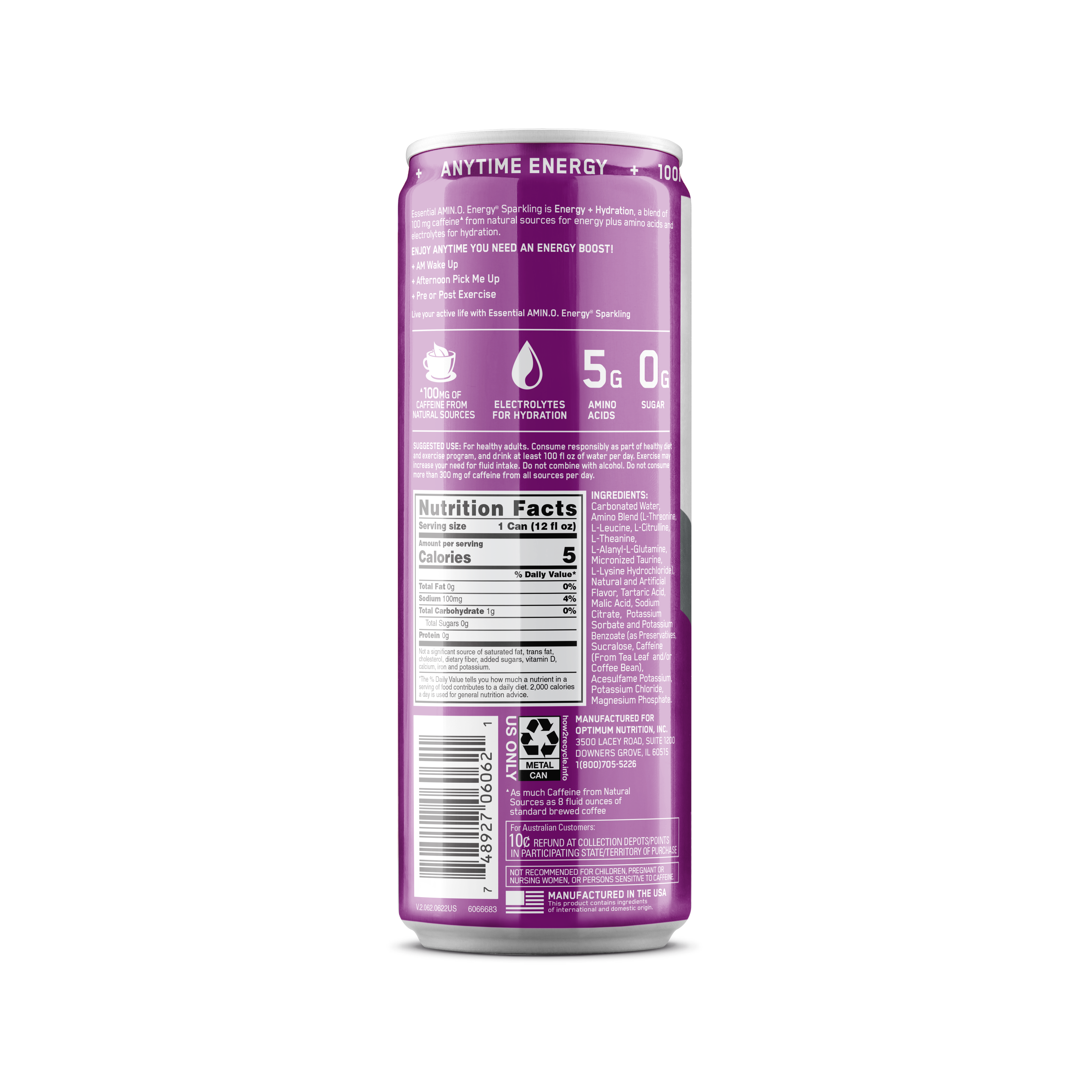 ESSENTIAL AMIN.O. ENERGY+ Electrolytes Sparkling - Grape (12 Cans)