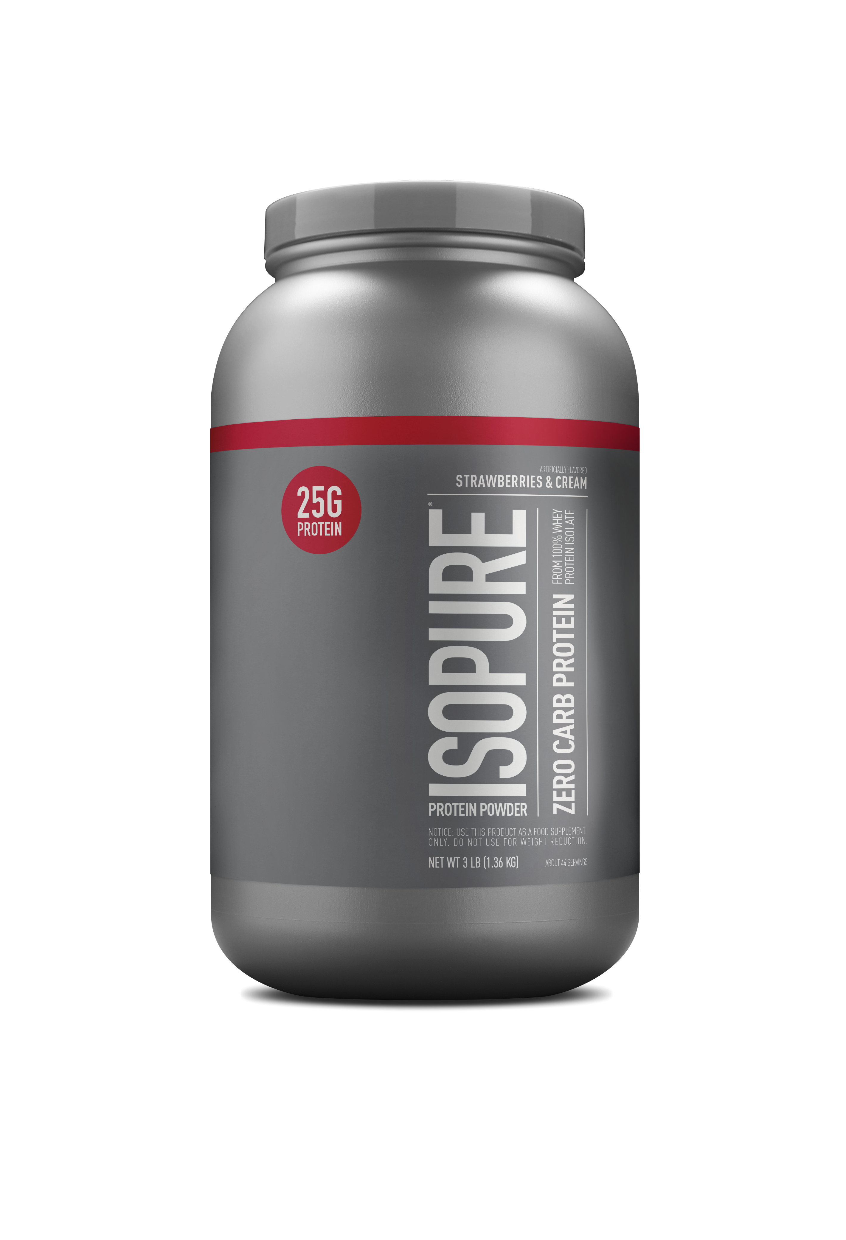 Isopure Zero Carb Protein Powder Strawberry - 3 Lbs (44 Servings)