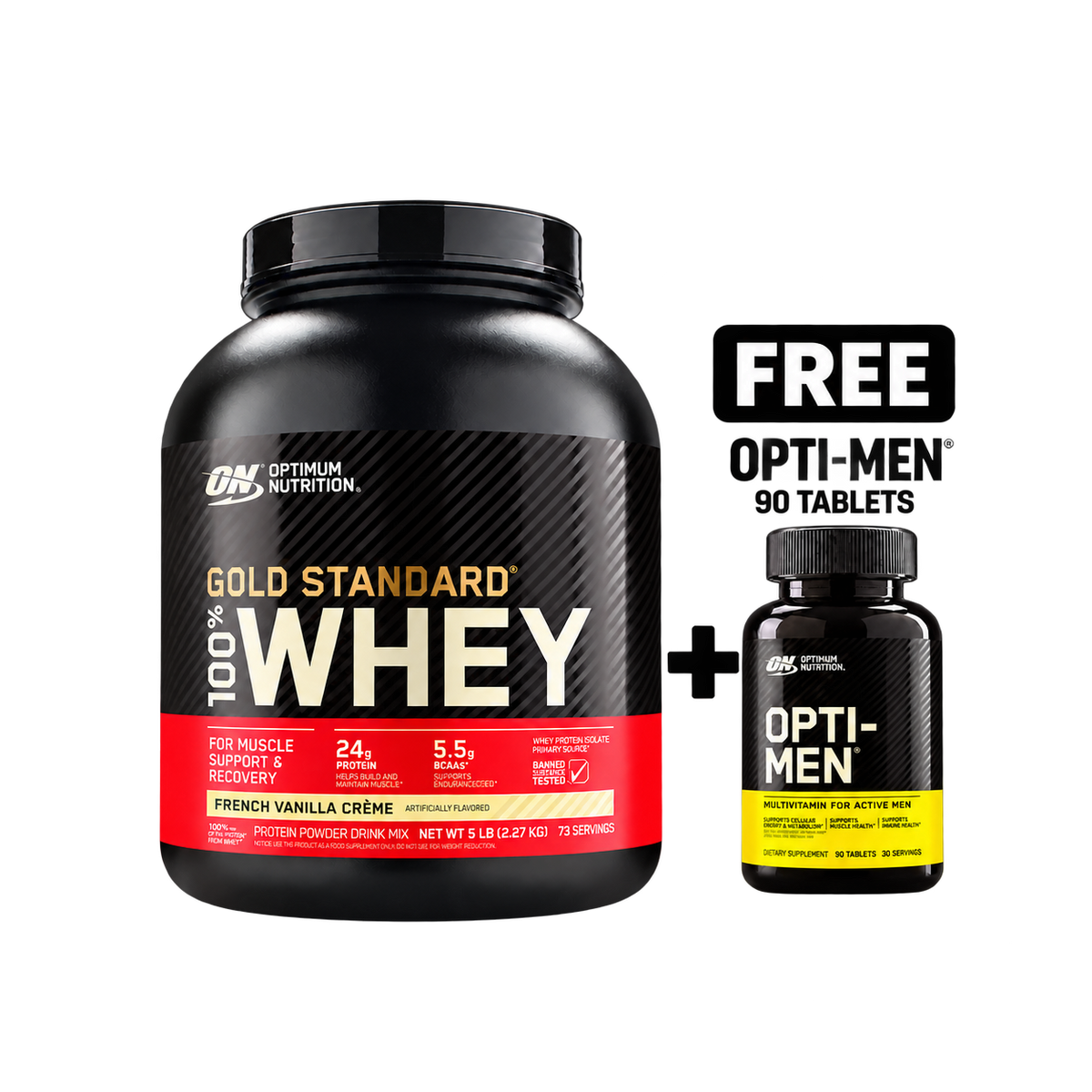Gold Standard 100% Whey, Protein Powder - French Vanilla Creme - 5 Lbs (73 Servings)