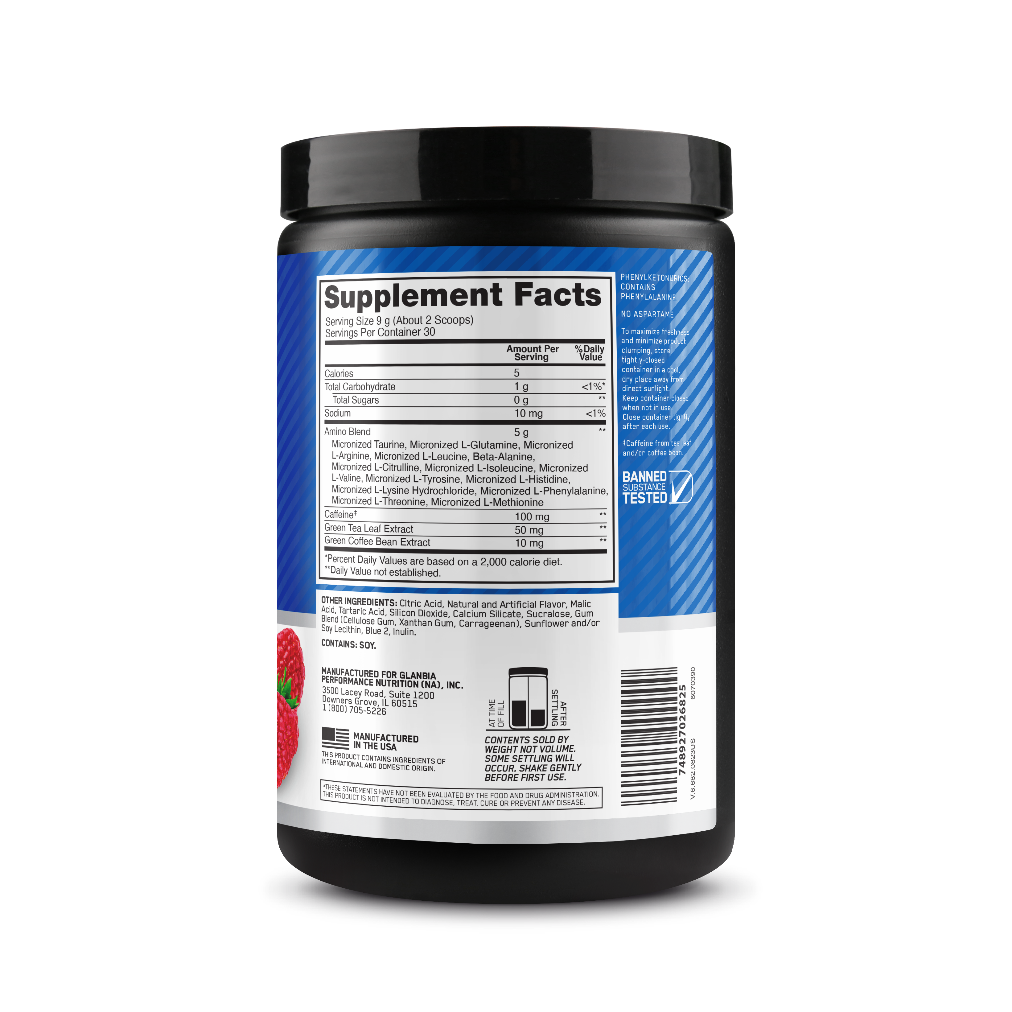 Amino Energy BCAA Drink Blue Raspberry - 270 Grams (30 Servings)