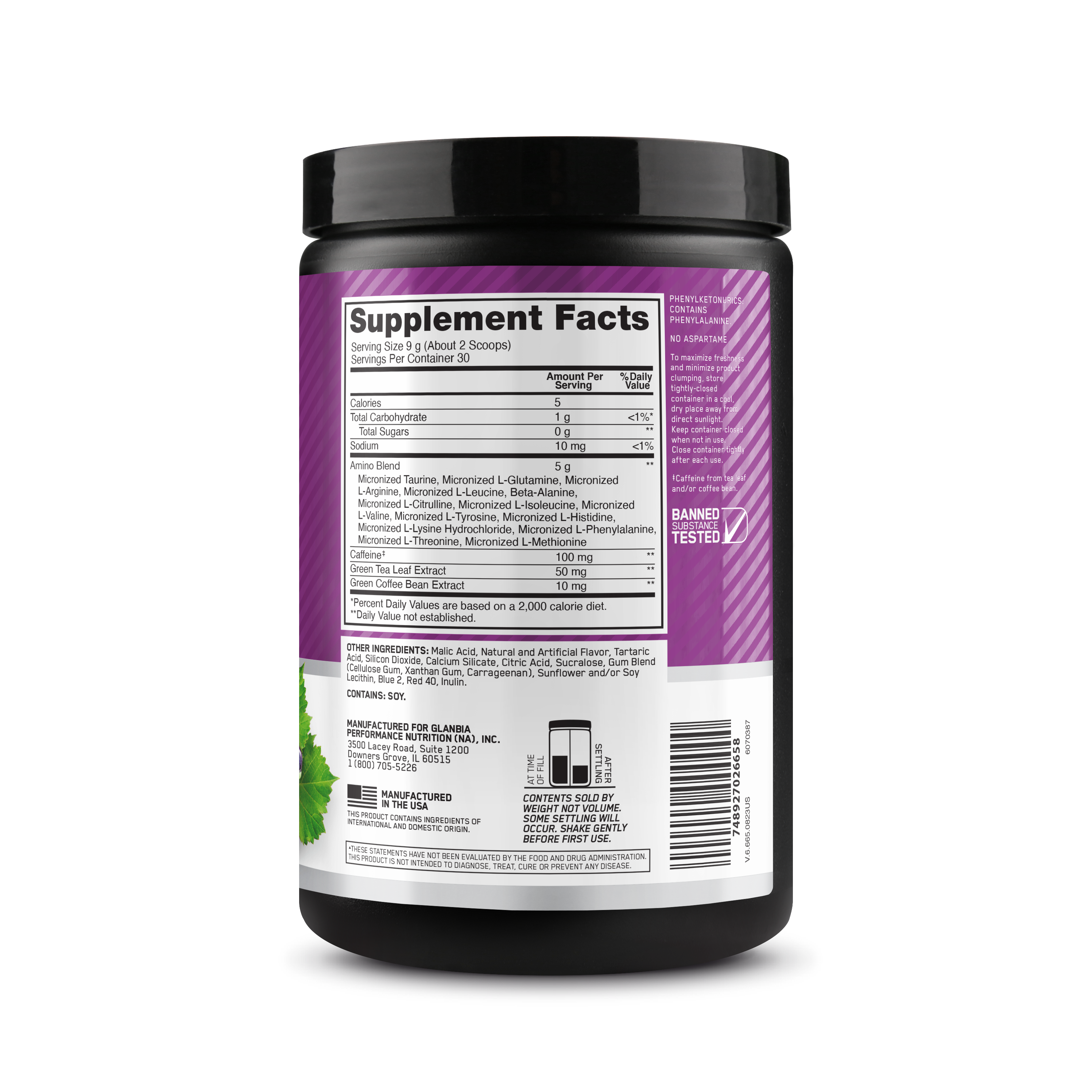 Amino Energy BCAA Drink Concord Grape - 270 Grams (30 Servings)