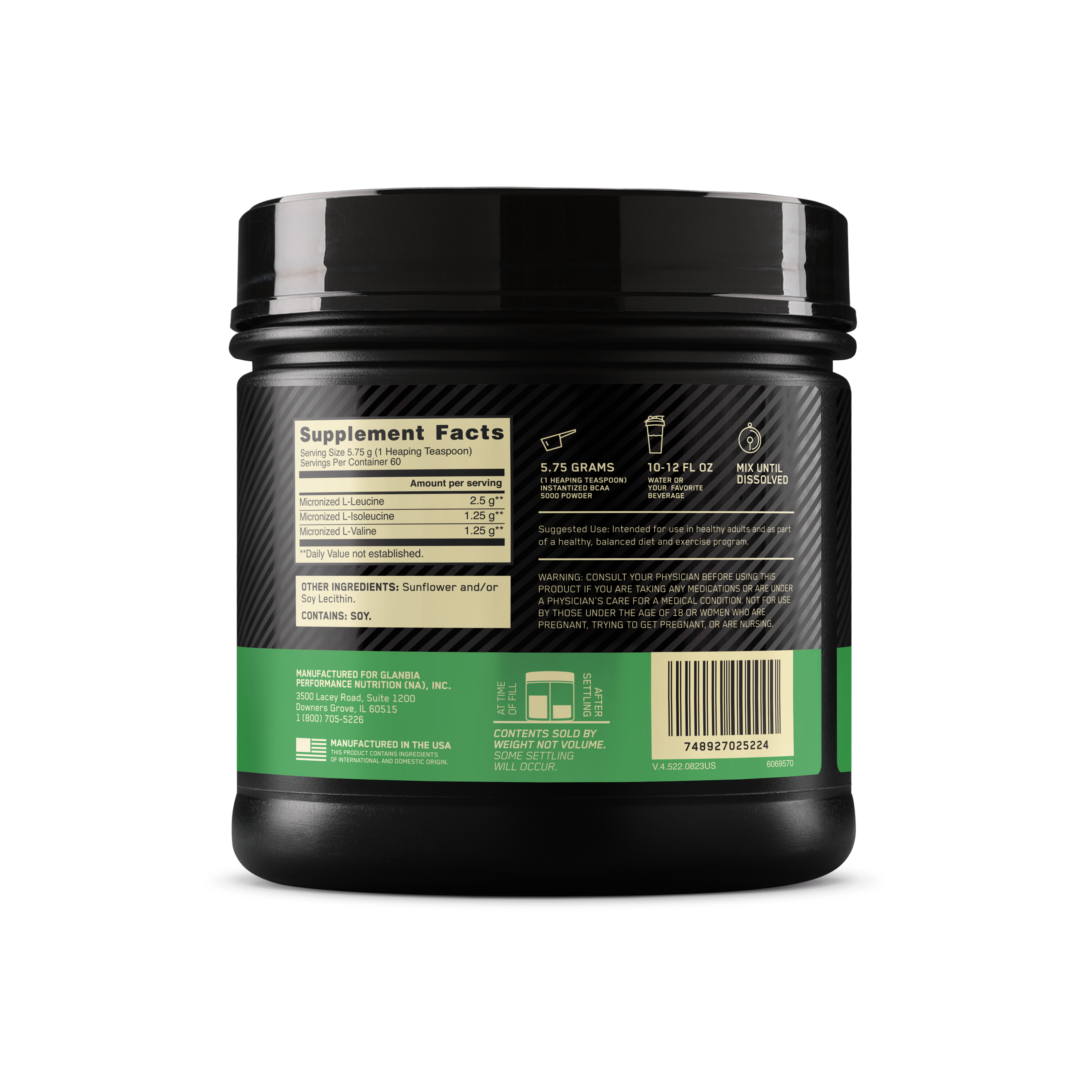 BCAA 5000 Unflavored - 345 Grams (60 Servings)