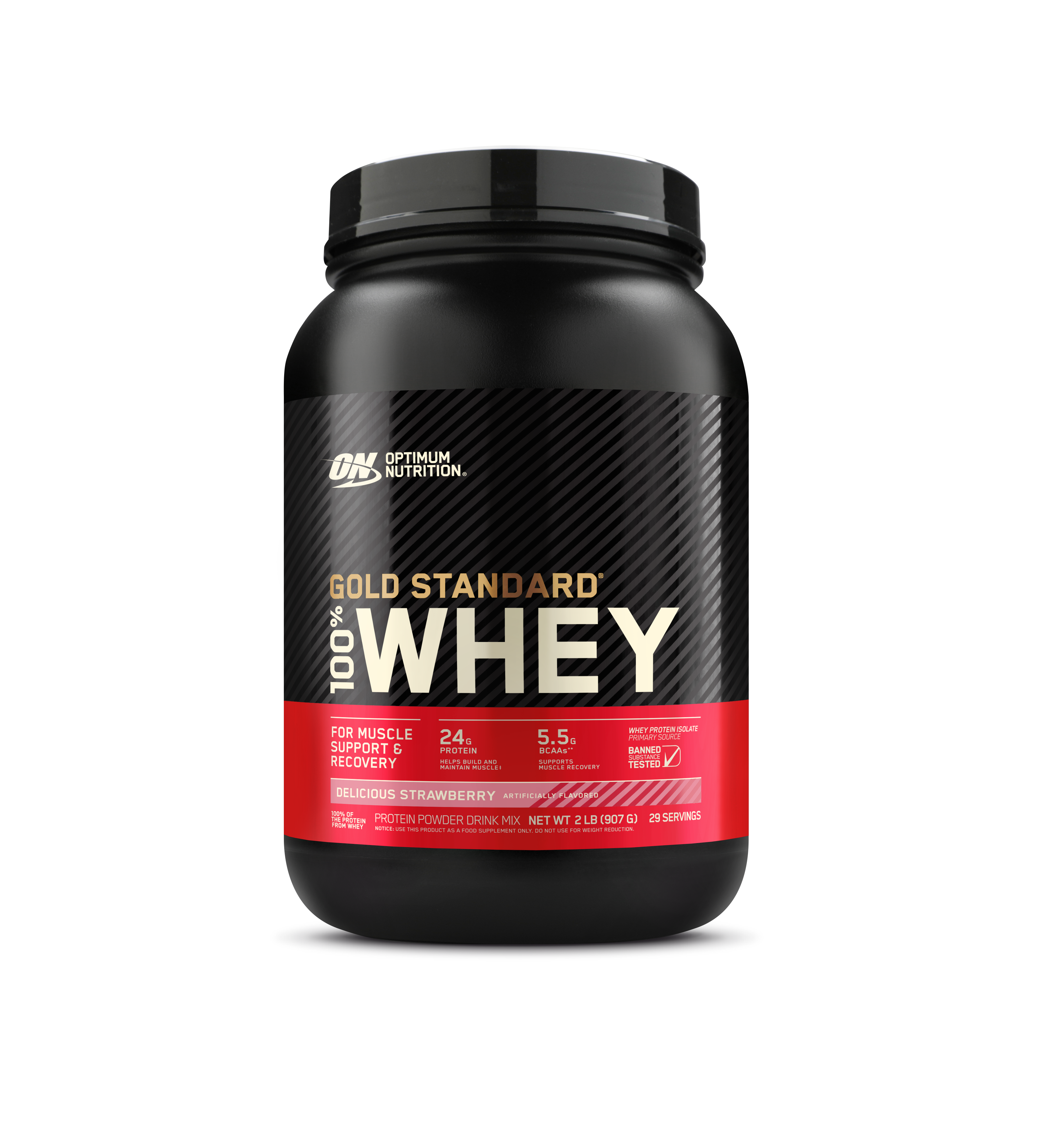 Gold Standard 100% Whey Protein Powder Delicious Strawberry - 2 Lbs (29 Servings)
