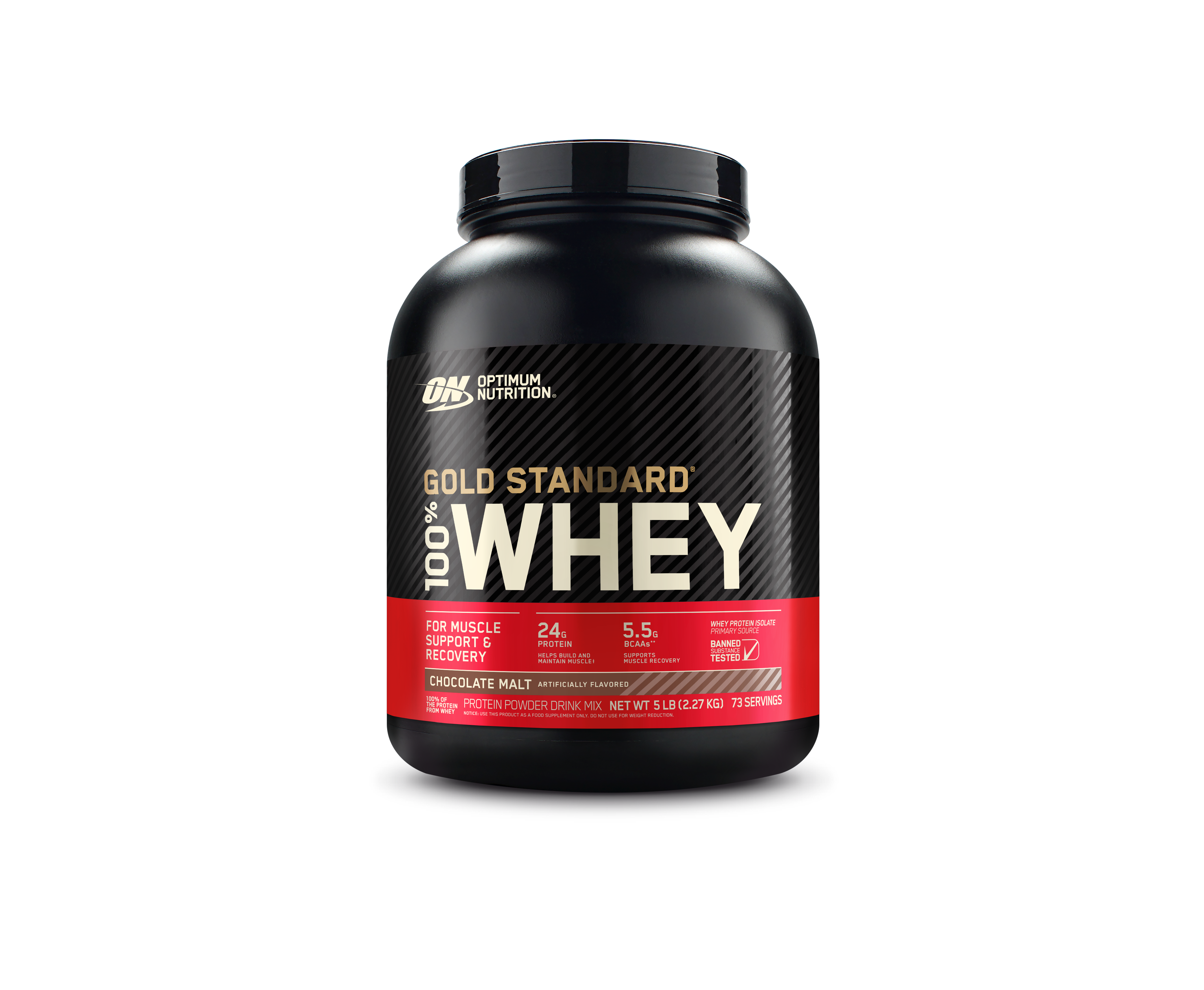 Gold Standard 100% Whey Protein Powder Chocolate Malt - 5 Lbs (73 Servings)