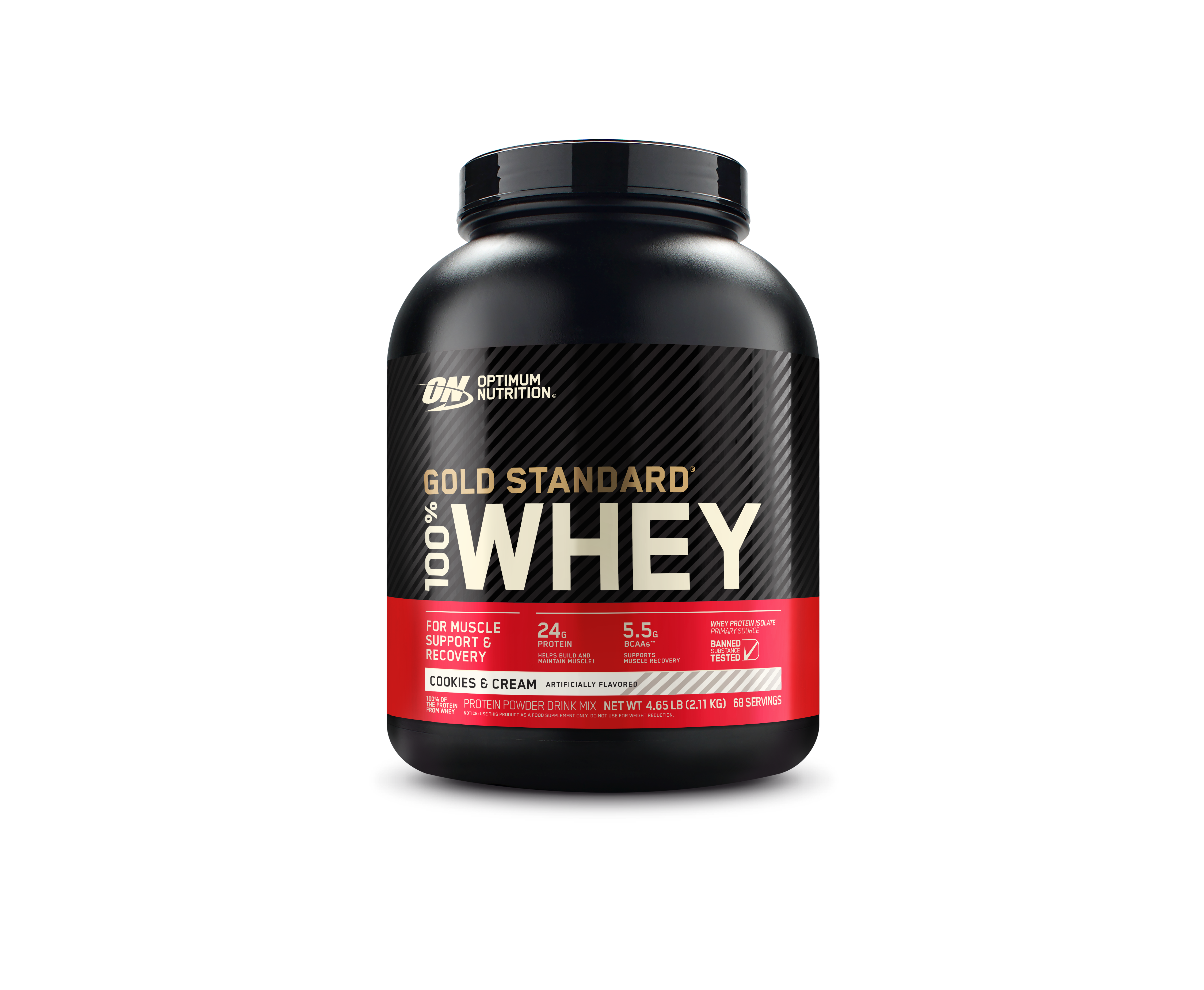 Gold Standard 100% Whey Protein Powder Cookies & Cream - 4.65 Lbs (68 Servings)