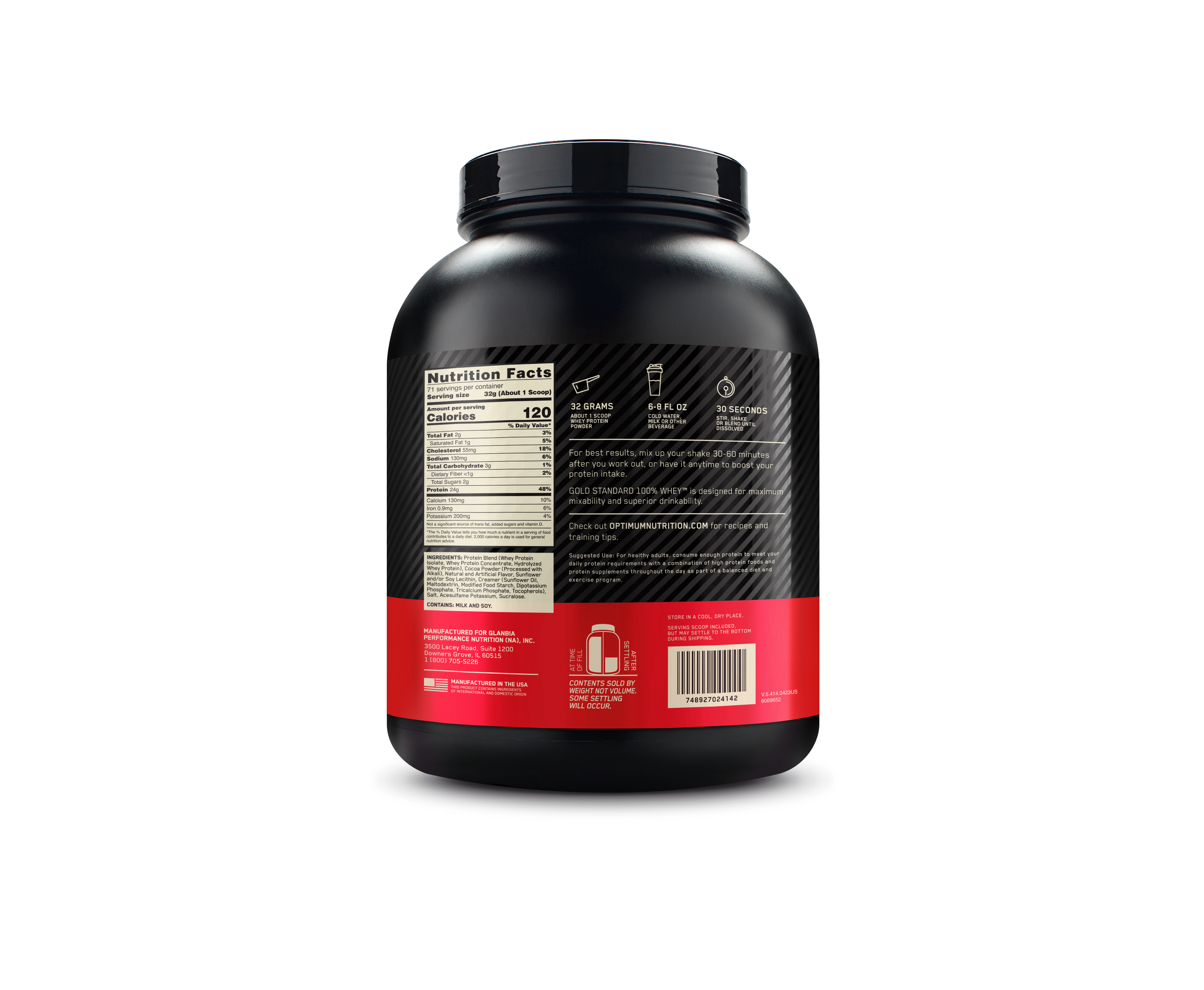 Gold Standard 100% Whey Protein Powder Extreme Milk Chocolate - 5 Lbs (71 Servings)