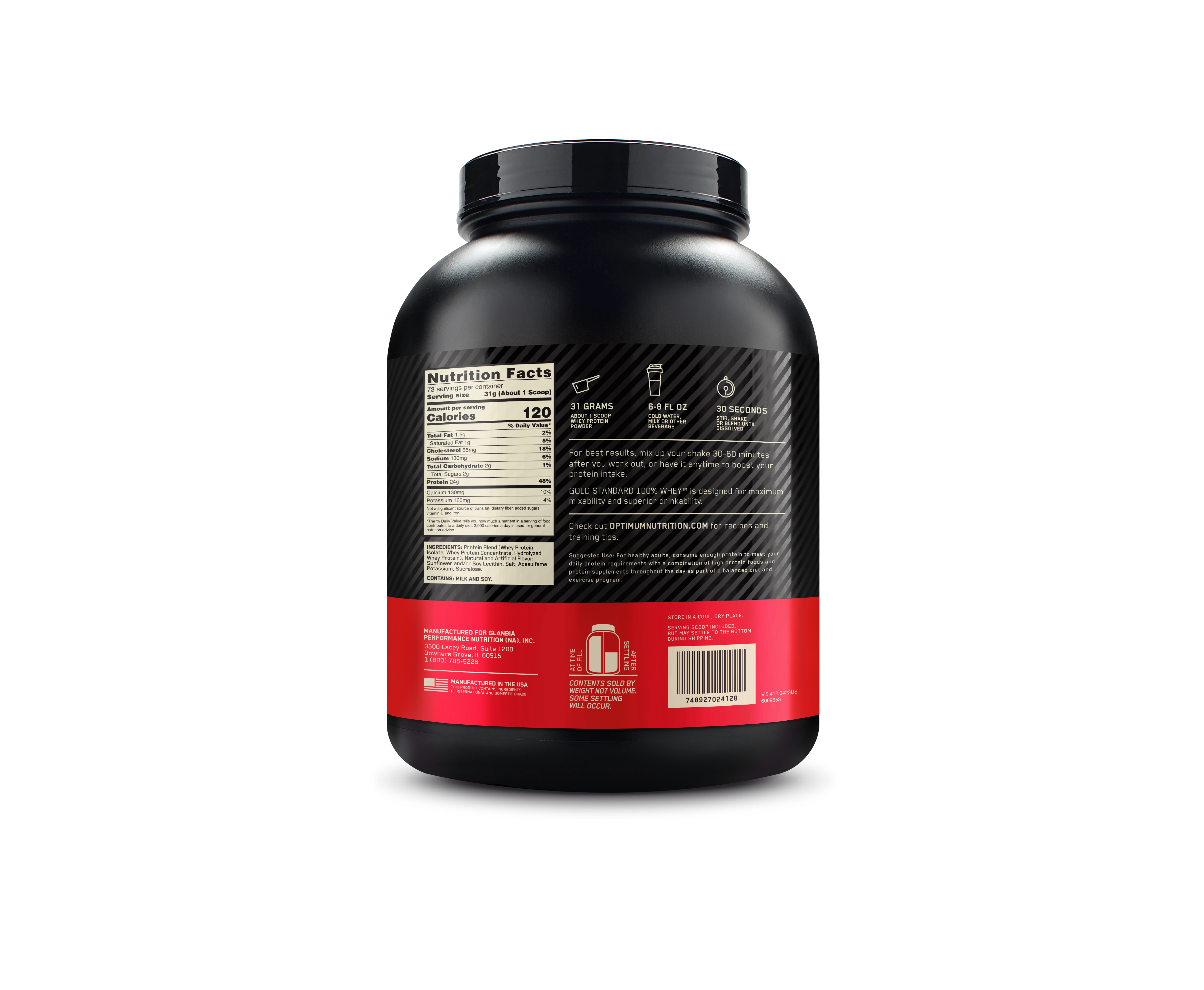 Gold Standard 100% Whey Protein Powder French Vanilla Creme - 5 Lbs (73 Servings)