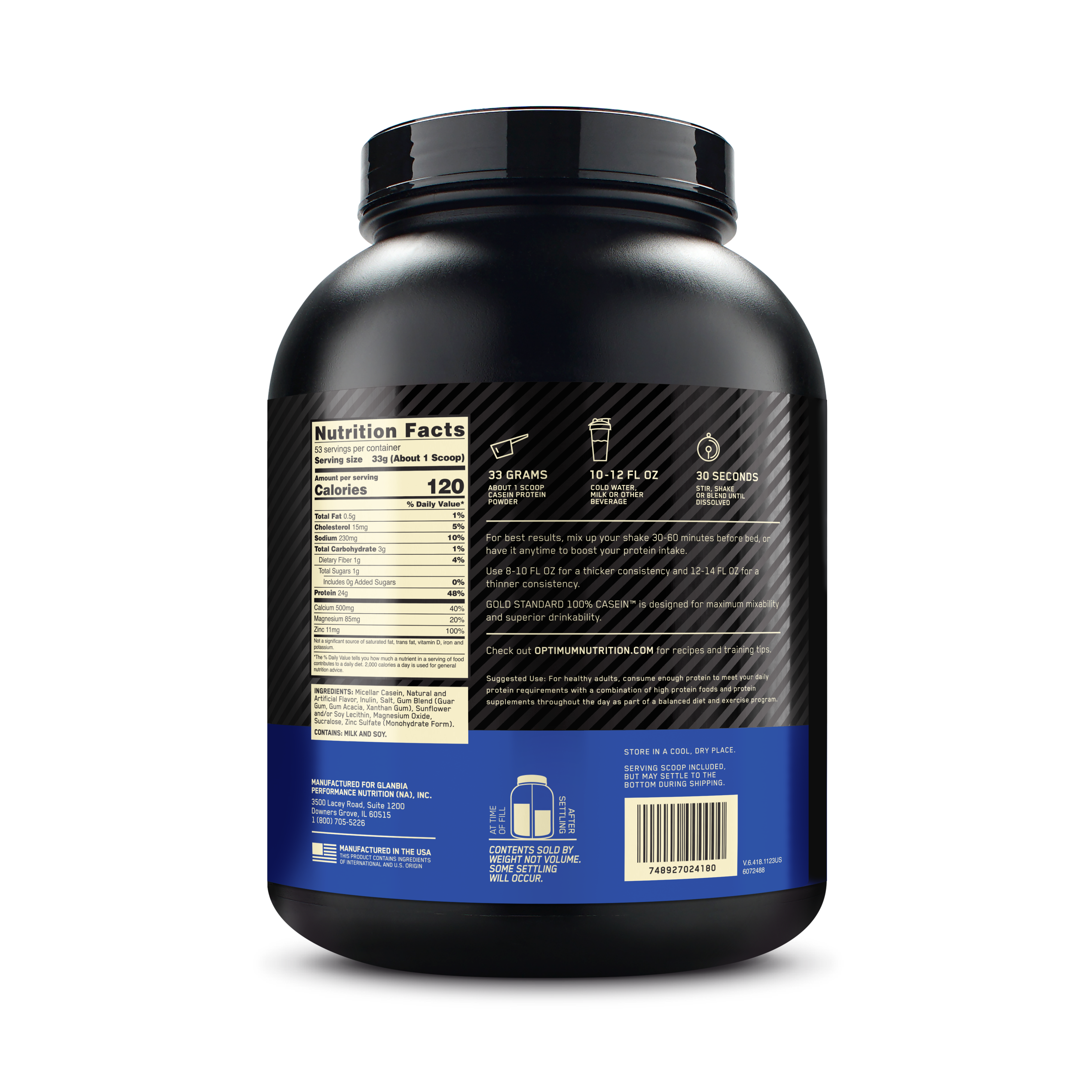 Gold Standard 100% Casein Creamy Vanilla - 3.86 Lbs (53 Servings)