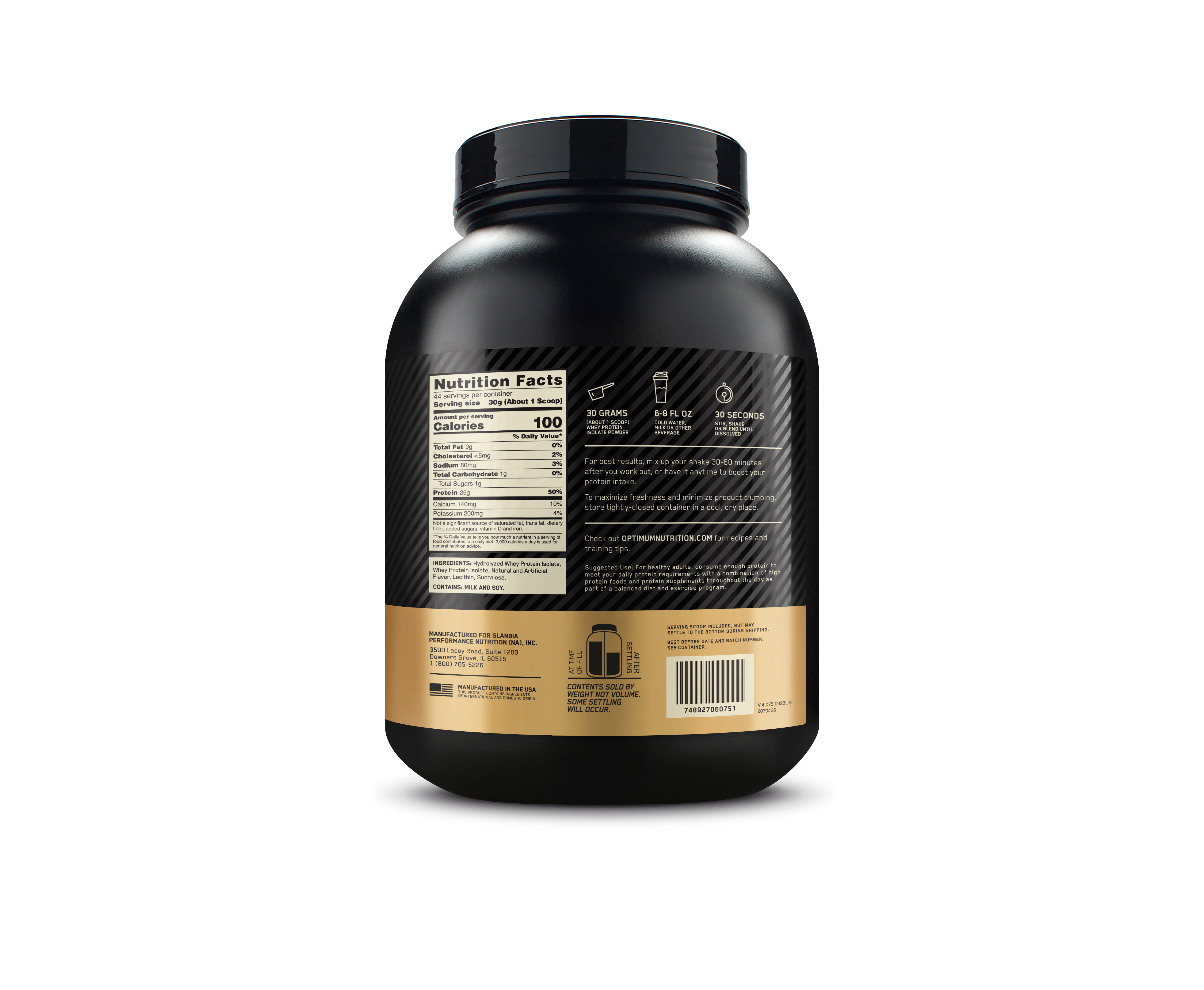 GOLD STANDARD® 100% Isolate Rich Vanilla - 3 Lbs (44 Servings)