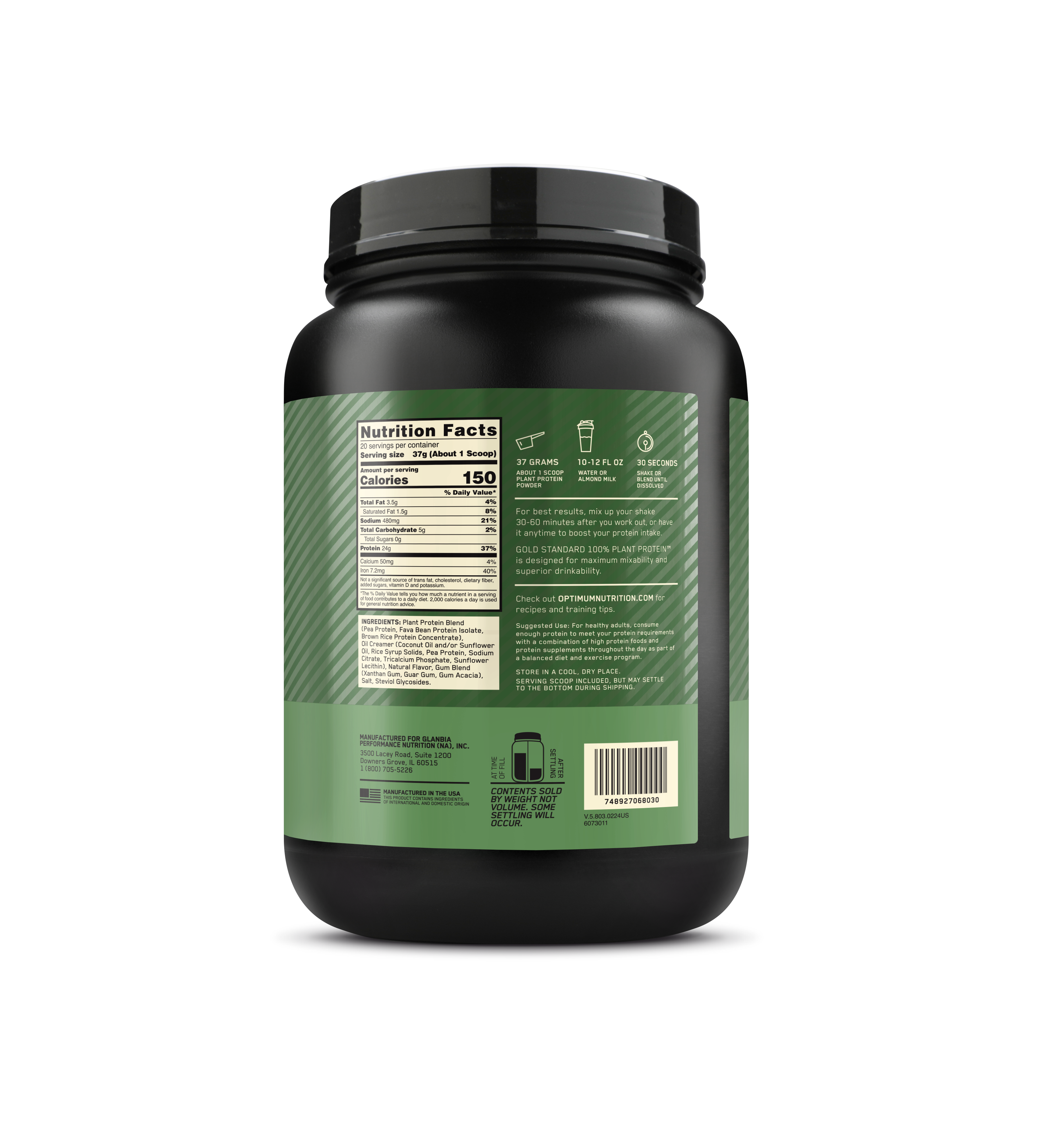 GOLD STANDARD® 100% Plant Creamy Vanilla - 1.63 Lbs (20 Servings)