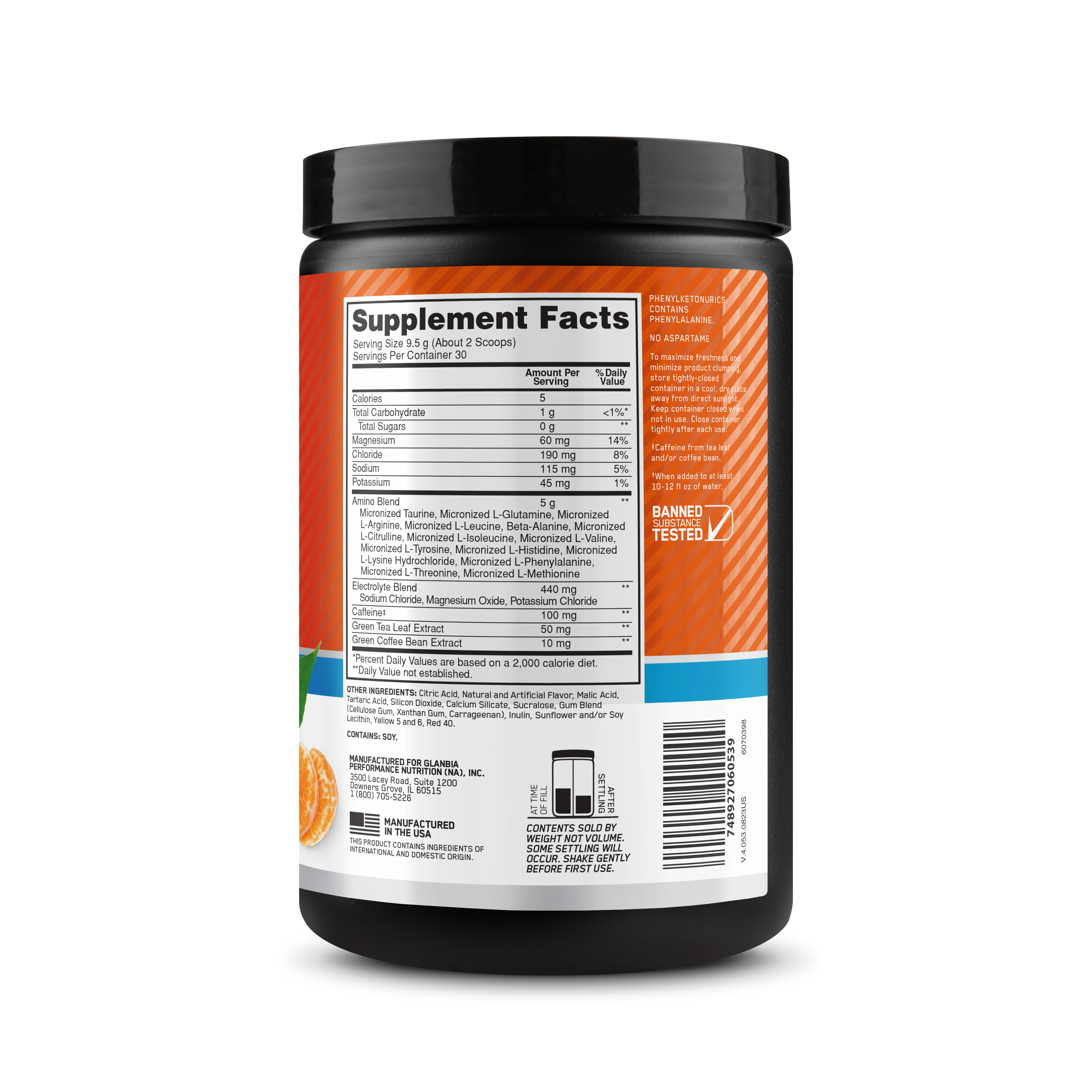 Amino Energy Plus Electrolytes Powder Tangerine Wave - 285 Grams (30 Servings)