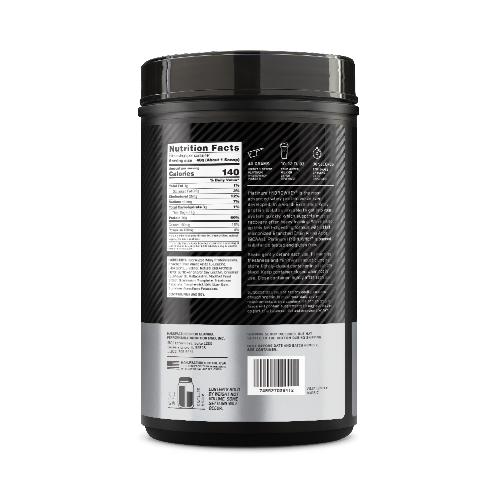 بلاتينوم هايدرو واي™ - نكهة فانيلا فيلوسيتي - 1.76 رطل (20 حصة)