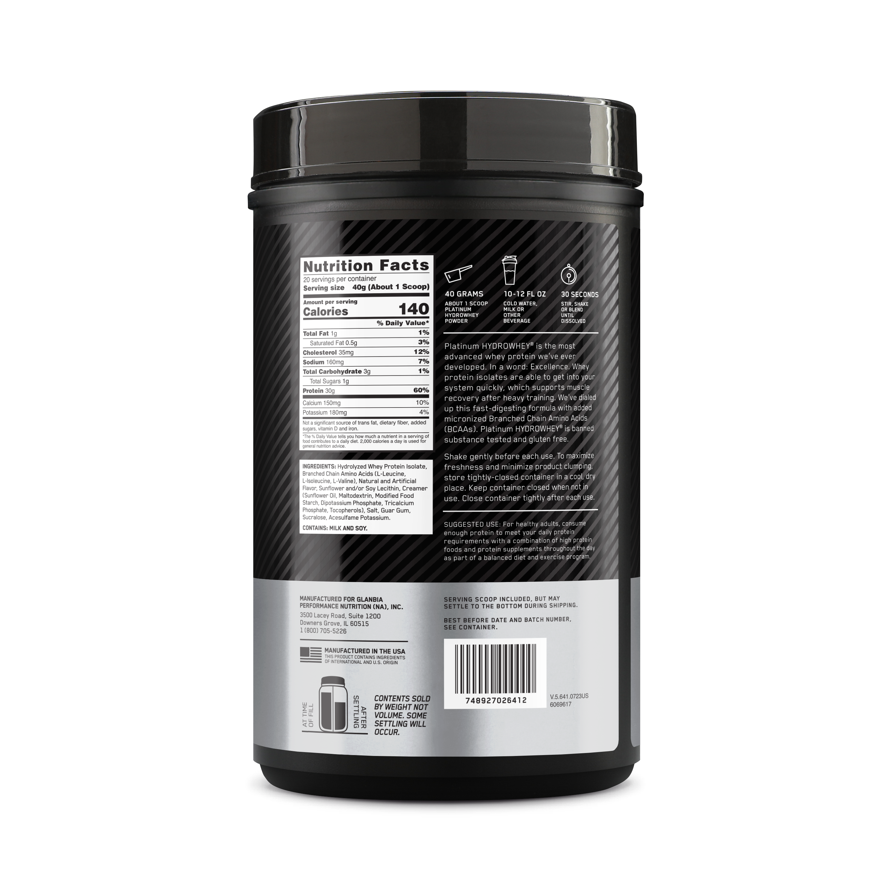 Platinum Hydrowhey™ Velocity Vanilla - 1.76 Lbs (20 Servings)