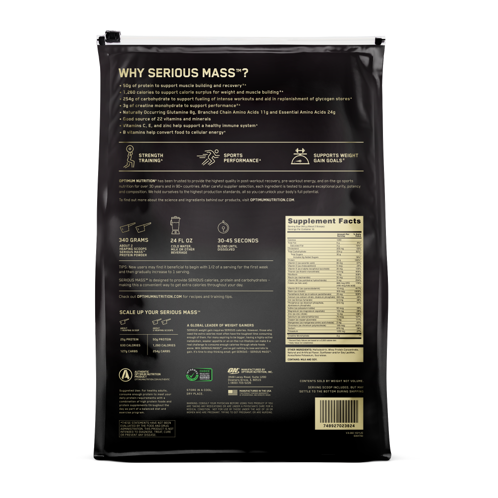 Serious Mass Vanilla - 12 Lbs (16 Servings)