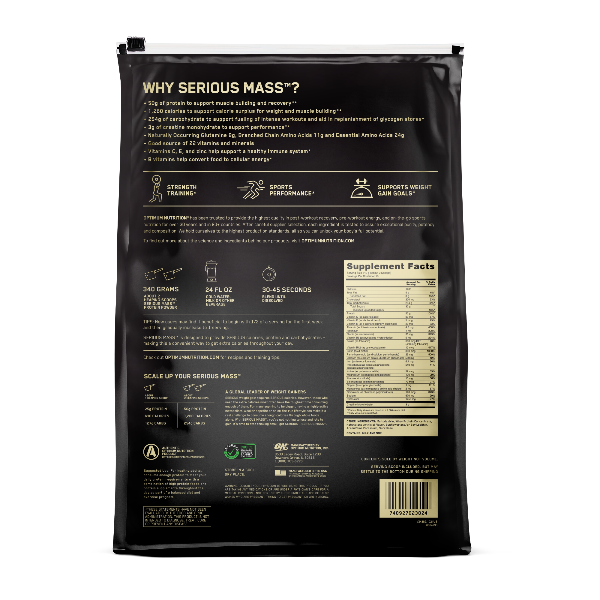 Serious Mass Vanilla - 12 Lbs (16 Servings)