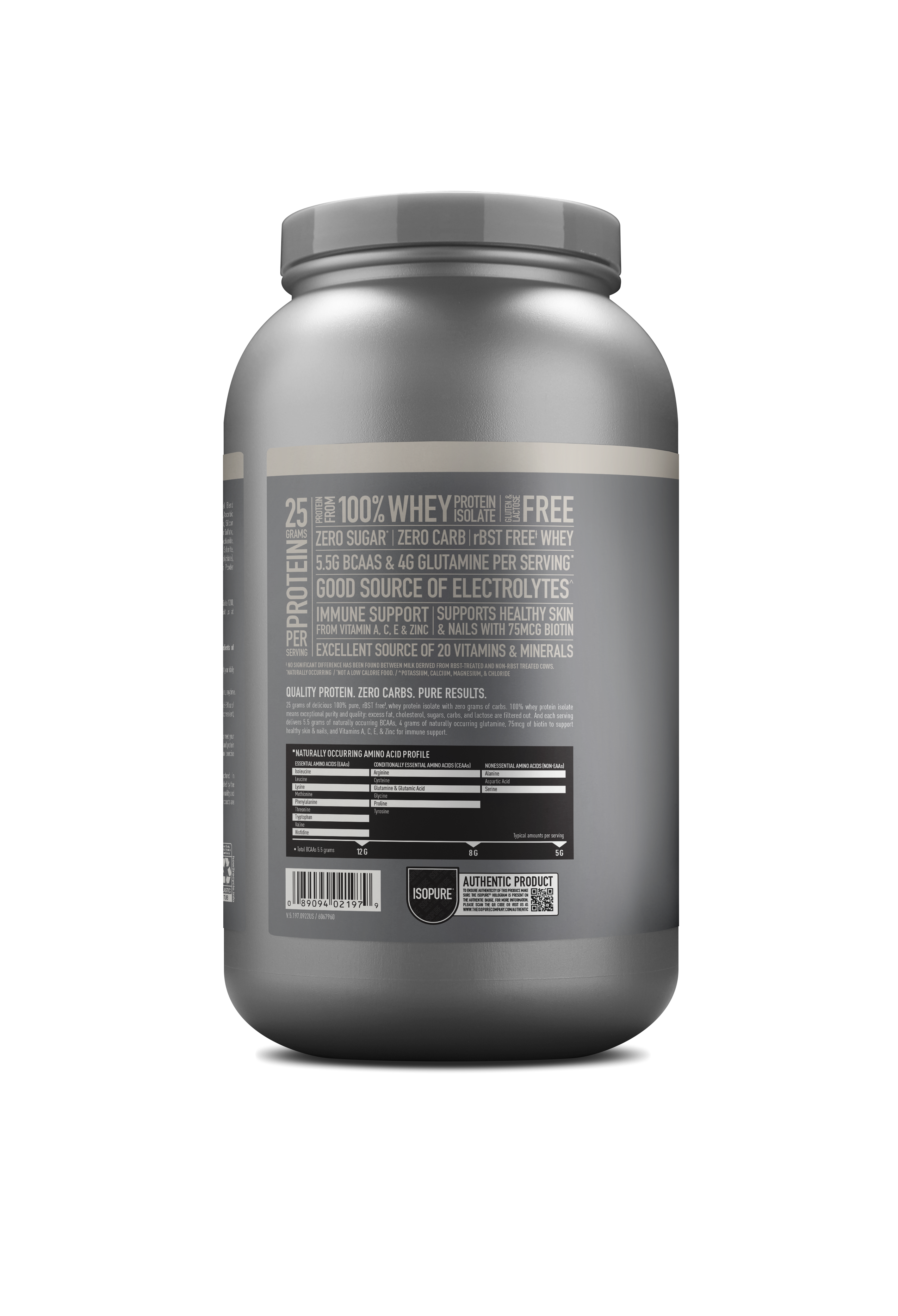 Isopure Low Carb Protein Powder Cookies & Cream - 3 Lbs (44 Servings)