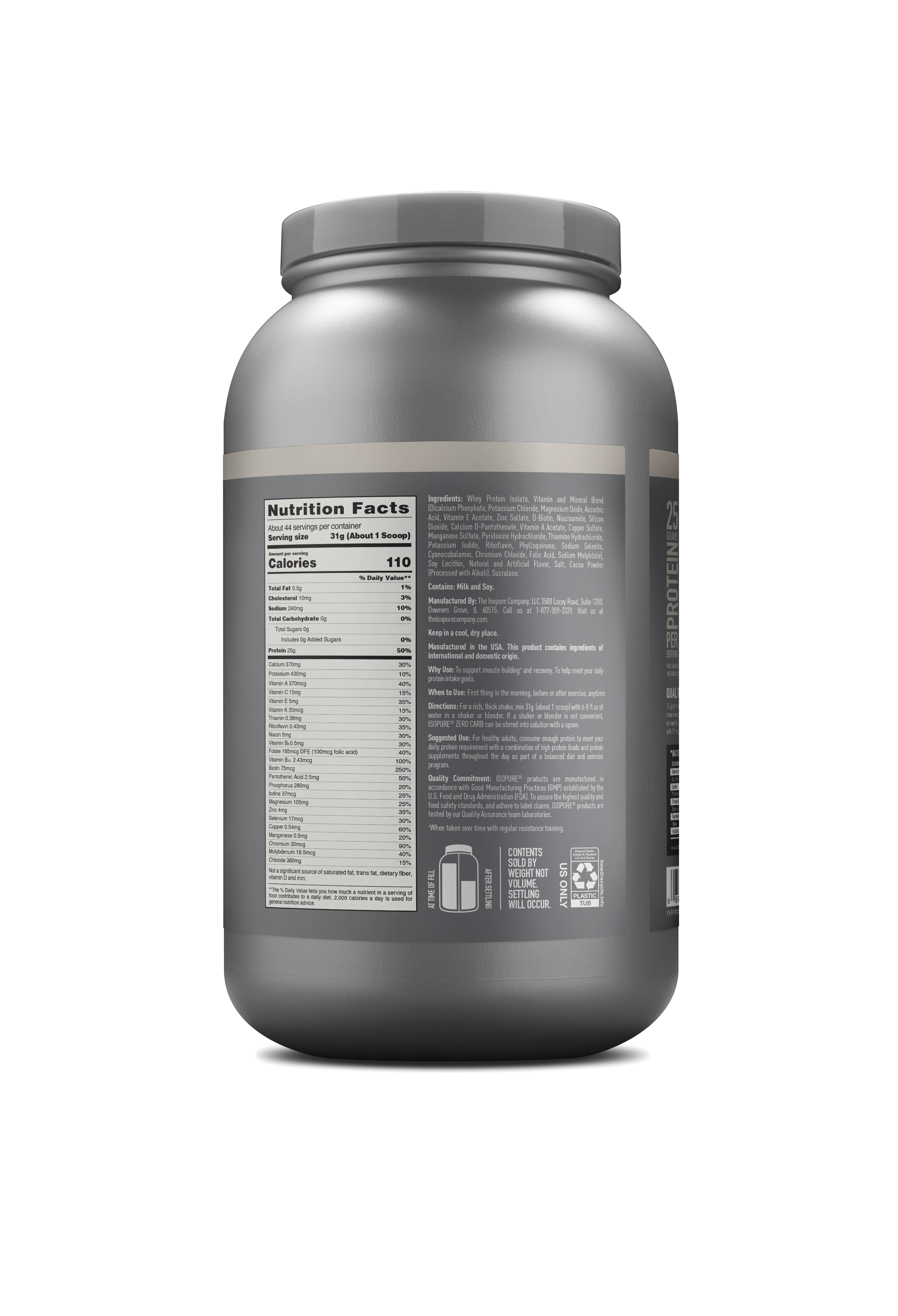 Isopure Low Carb Protein Powder Cookies & Cream - 3 Lbs (44 Servings)