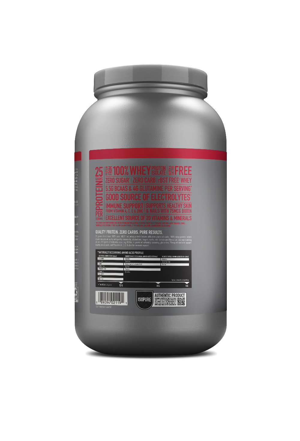 Isopure Zero Carb Protein Powder Strawberry - 3 Lbs (44 Servings)