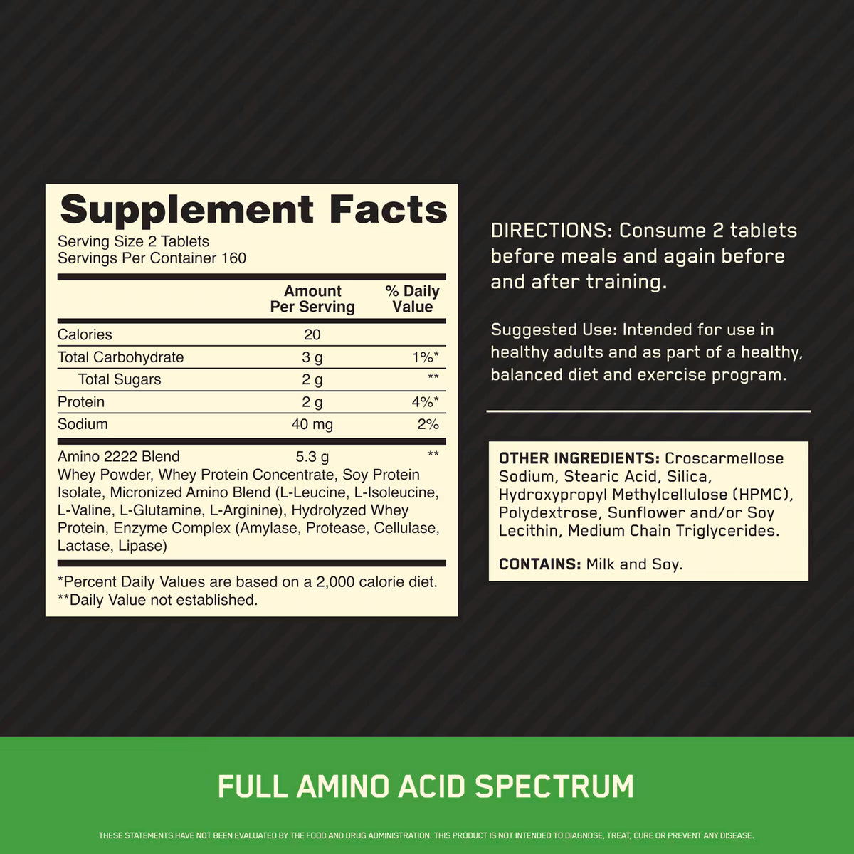 Superior Amino 2222 Tabs - 320 Tablets (160 Servings)